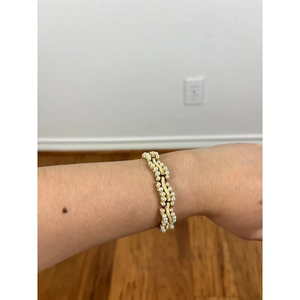 B14 Coro Faux Pearl Link Bracelet Audrey Hepburn Style Vintage Old Hollywood - Picture 2 of 12